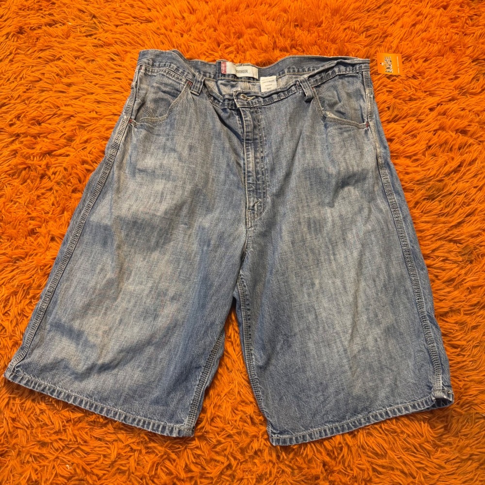 Levis Worker Denim Shorts Mens W42 Baggy Loose Fit Light Wash Y2K Skater Skater